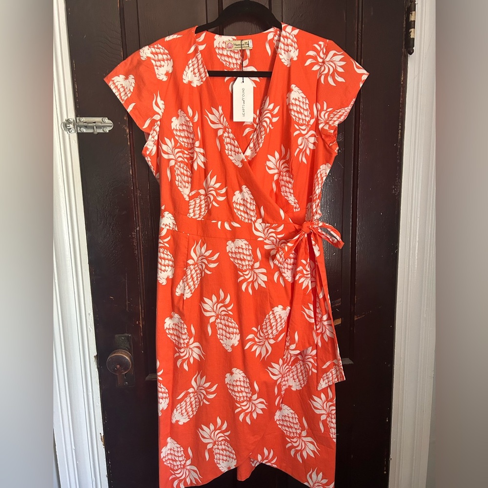 Hearts & Found Pineapple Wrap Dress Pinup Vintage Style
